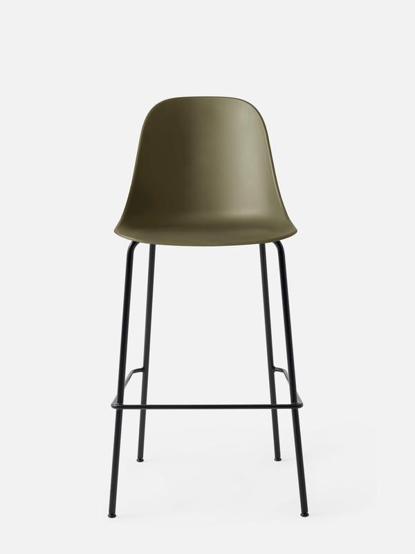 Harbour Bar Side Chair, Black Legs, Olive Shell Seat