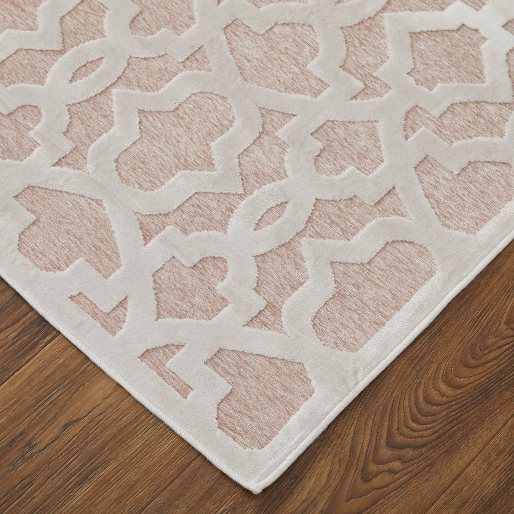 Saphir Mira Modern Geometric Pink White Area Rug (1'9" x 2'10" / Pattern 3)