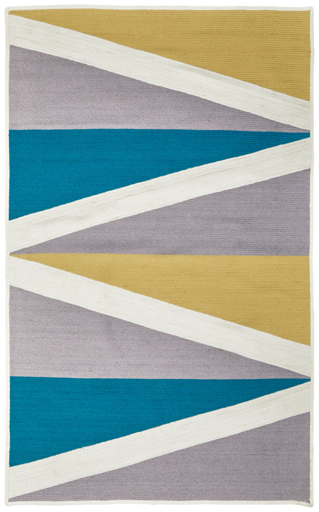 Clare Transitional Geometric Gray Yellow Blue Area Rug (8' x 11')