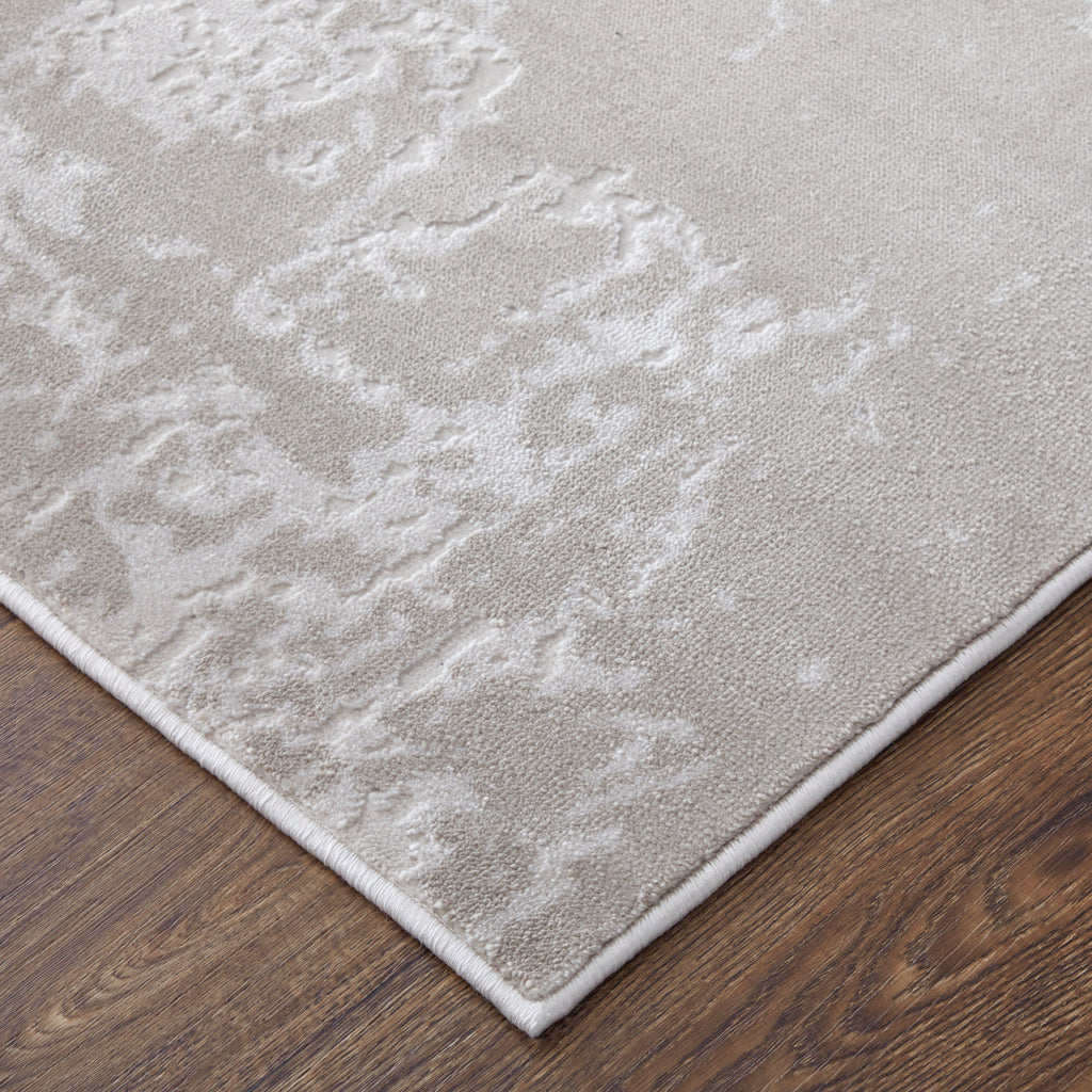 Prasad Modern Abstract Ivory Taupe Silver Area Rug (10' x 13'2")