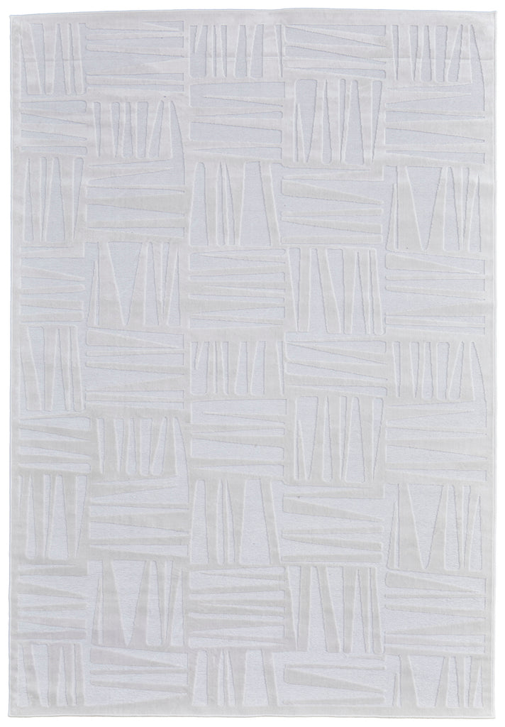 Saphir Mira Modern Geometric White Area Rug (7'6" x 10'6" / Pattern 1)