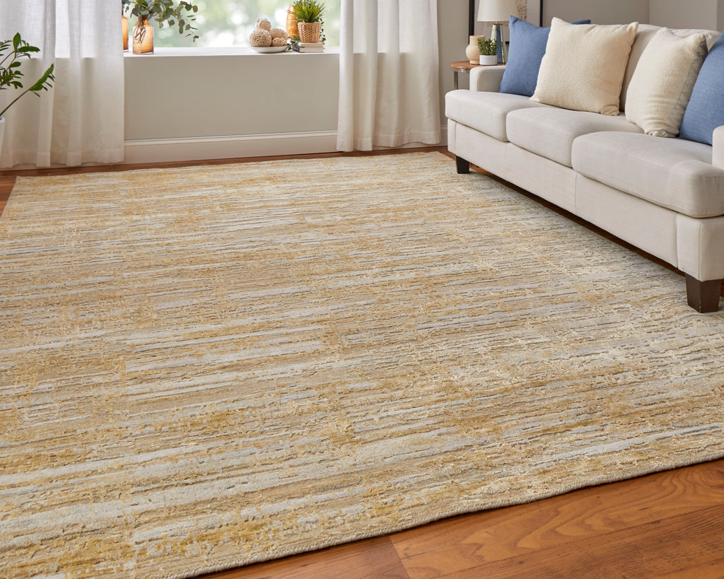 Eastfield Modern Abstract Yellow Ivory Gold Area Rug (2' x 3' / Pattern 3)