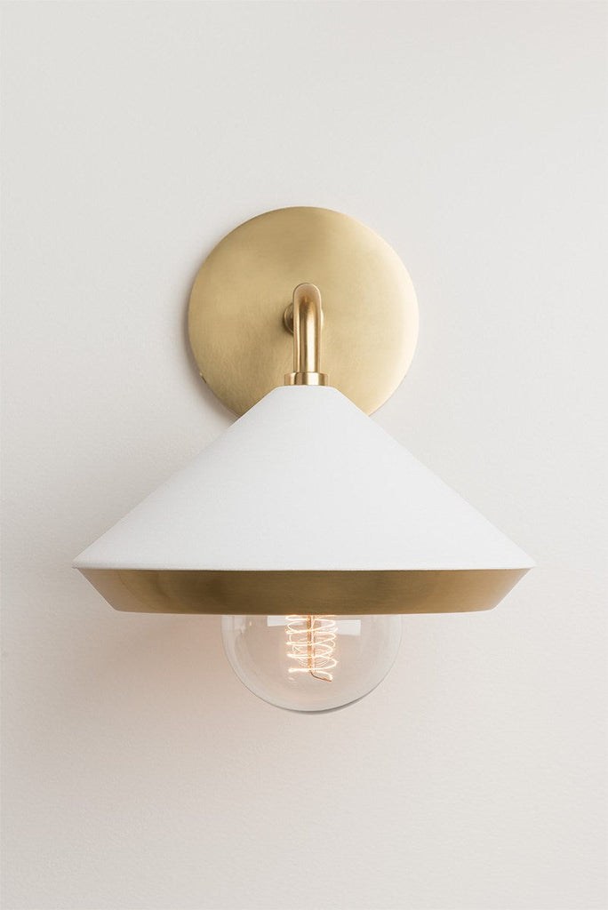 Marnie Wall Sconce - Aged Brass/White