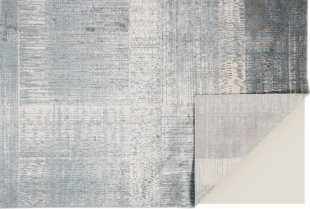 Azure Modern Abstract White Gray Blue Area Rug (3'11" x 6')