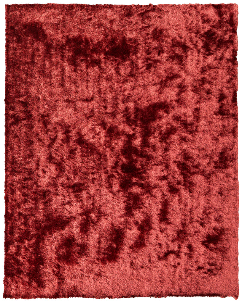 Indochine Modern Solid Red Orange Area Rug (4'9" x 7'6")