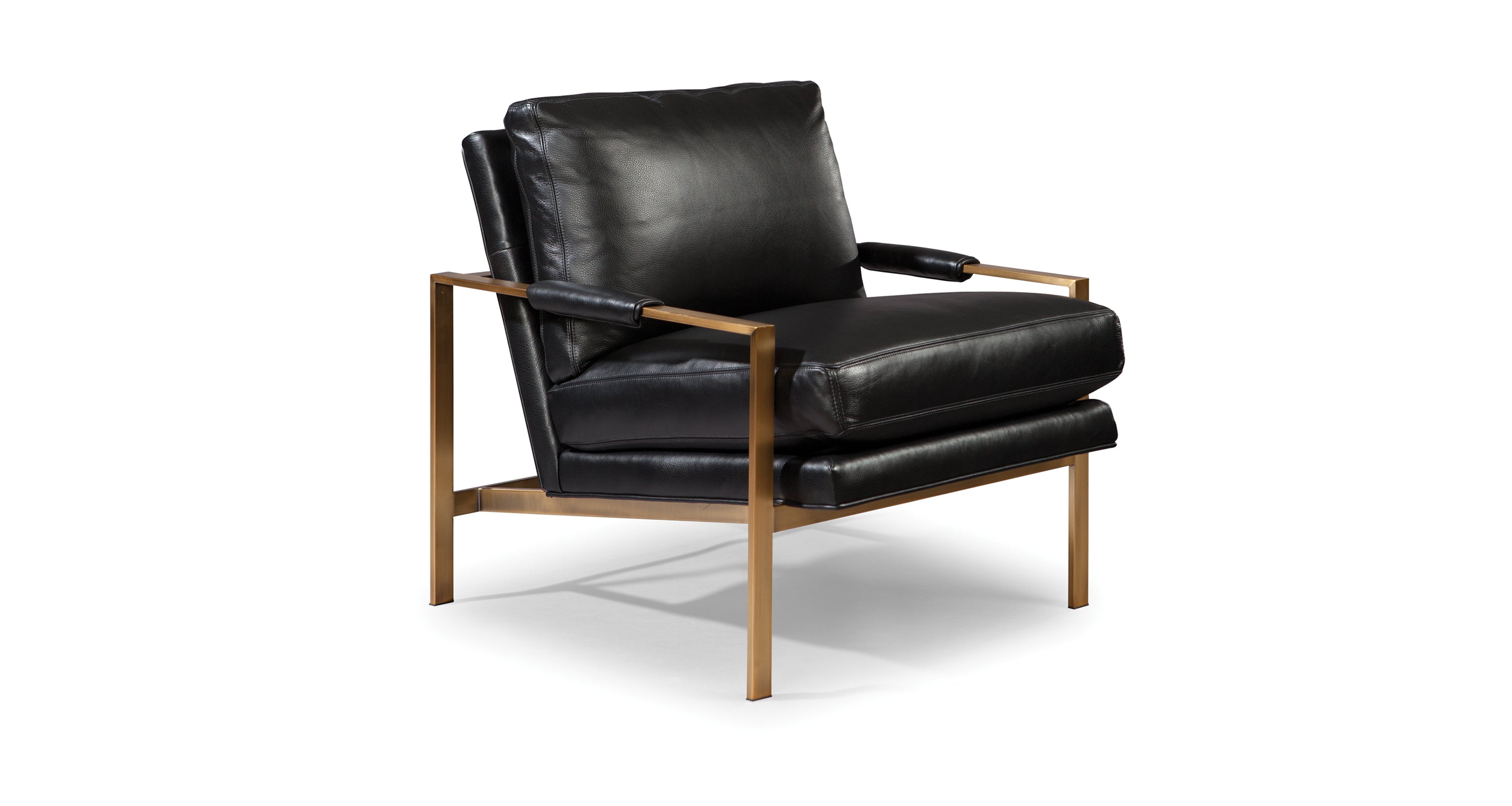 951 Design Classic Chair In Black Leather With Brushed Bronze Frame