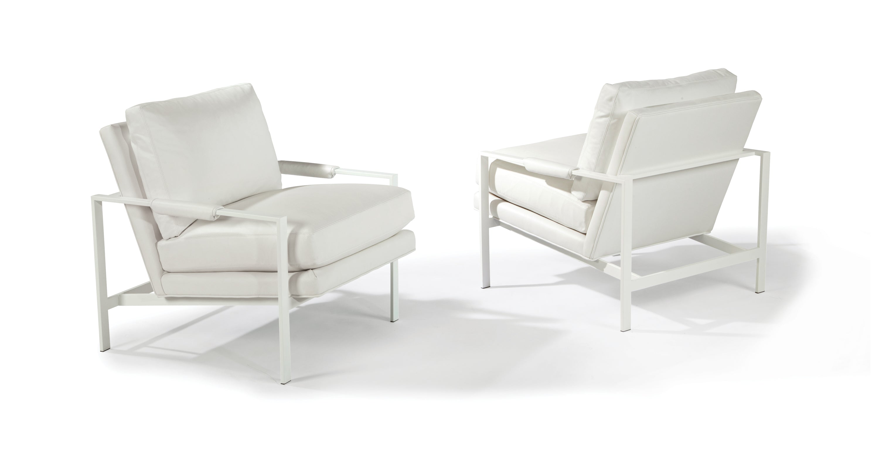 951 Design Classic Chair In White Leather With White Powder Coated Fra, image size:3000x1600