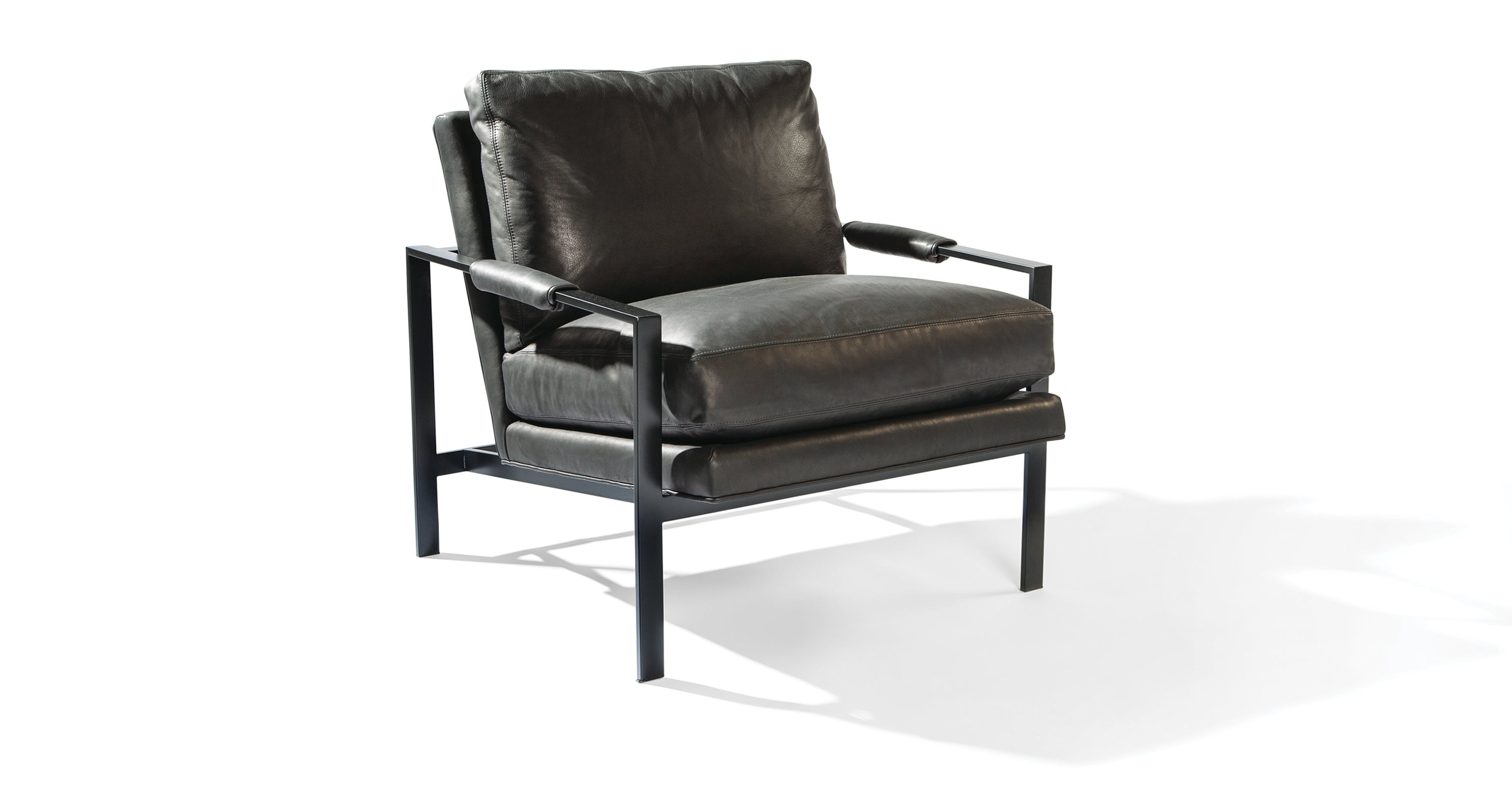 951 Design Classic Lounge Chair In Black Leather With Black Powder Coated Frame
