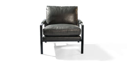 951 Design Classic Lounge Chair In Black Leather With Black Powder Coated Frame