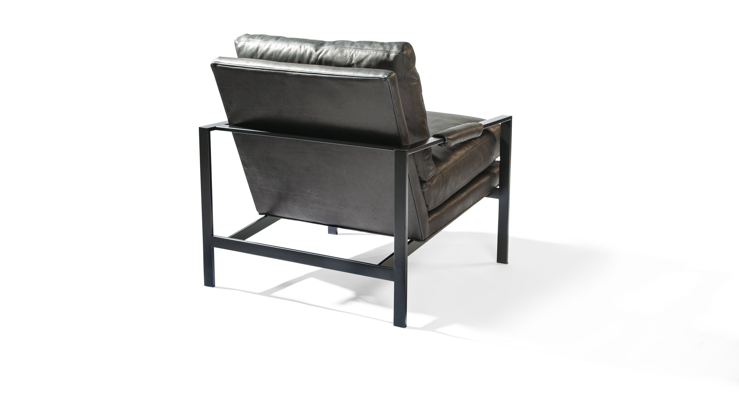 951 Design Classic Lounge Chair In Black Leather With Black Powder Coated Frame