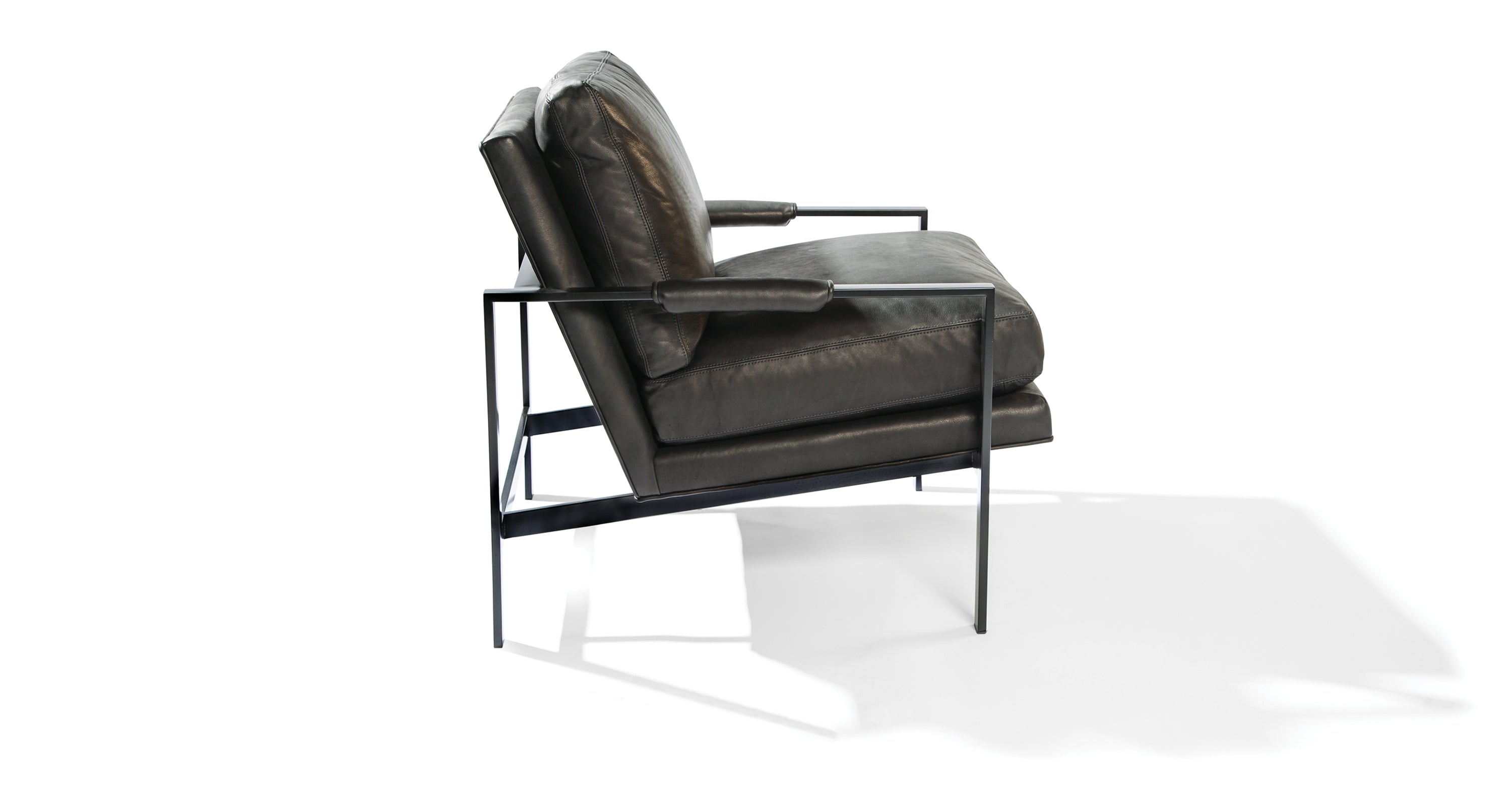 951 Design Classic Lounge Chair In Black Leather With Black Powder Coated Frame