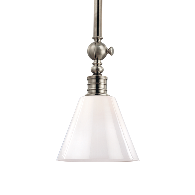 Darien Pendant Glass Shade, 8" - Historic Nickel