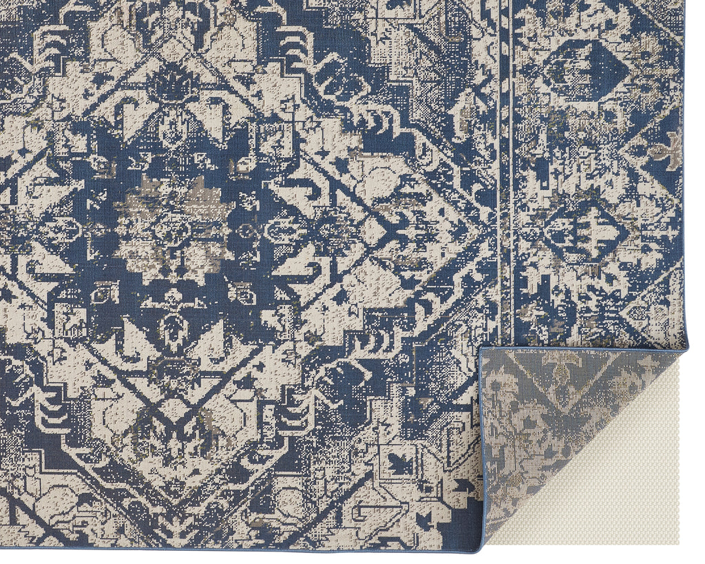 Foster Transitional Oriental Blue Ivory Area Rug (5' x 8')