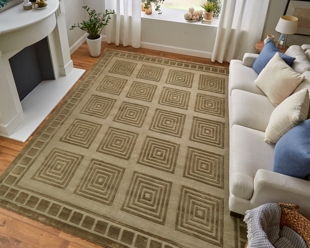 Channels Modern Geometric Green Area Rug (9'6" x 13'6")