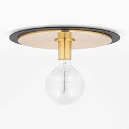 Milo Flush Mount 9" - Aged Brass/Dusk Black