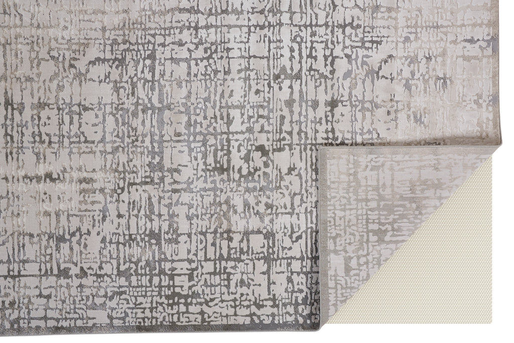 Prasad Modern Abstract Gray Ivory Area Rug (8' x 11')