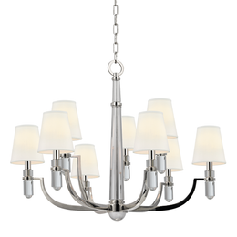 Dayton Chandelier Faux Silk Shade, 33" - Polished Nickel