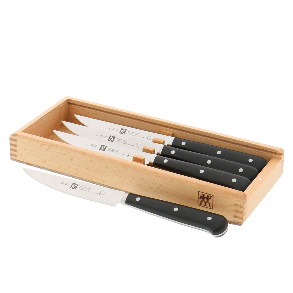 Porterhouse 4-Piece Steak Knife Set In Beechwood Box Steak Sets