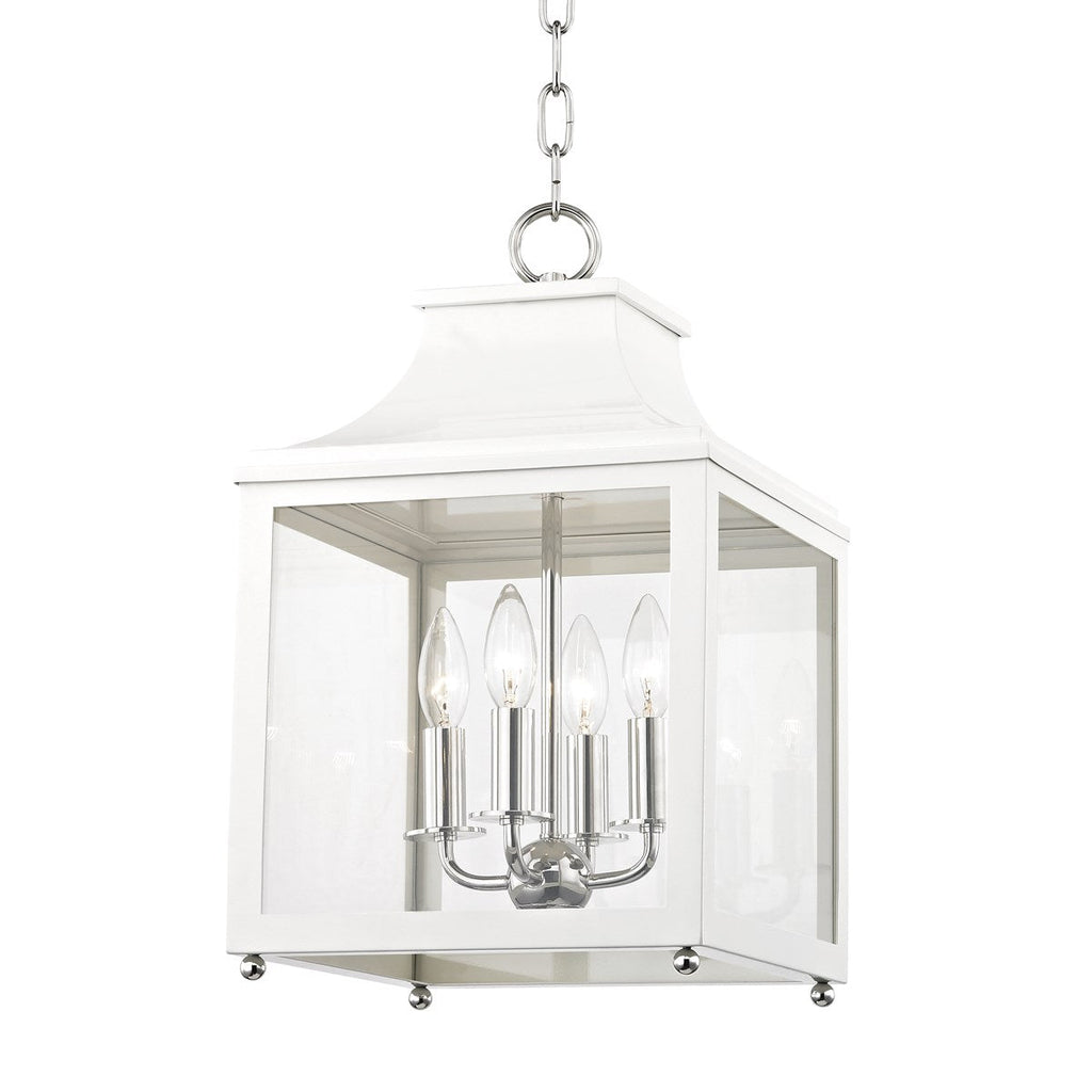 Leigh Pendant 18" - Polished Nickel/White