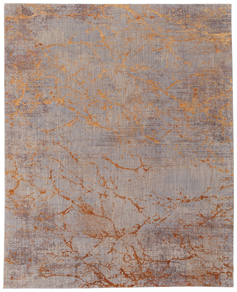 Pryor Modern Abstract Gold Brown Gray Area Rug (5' x 8')