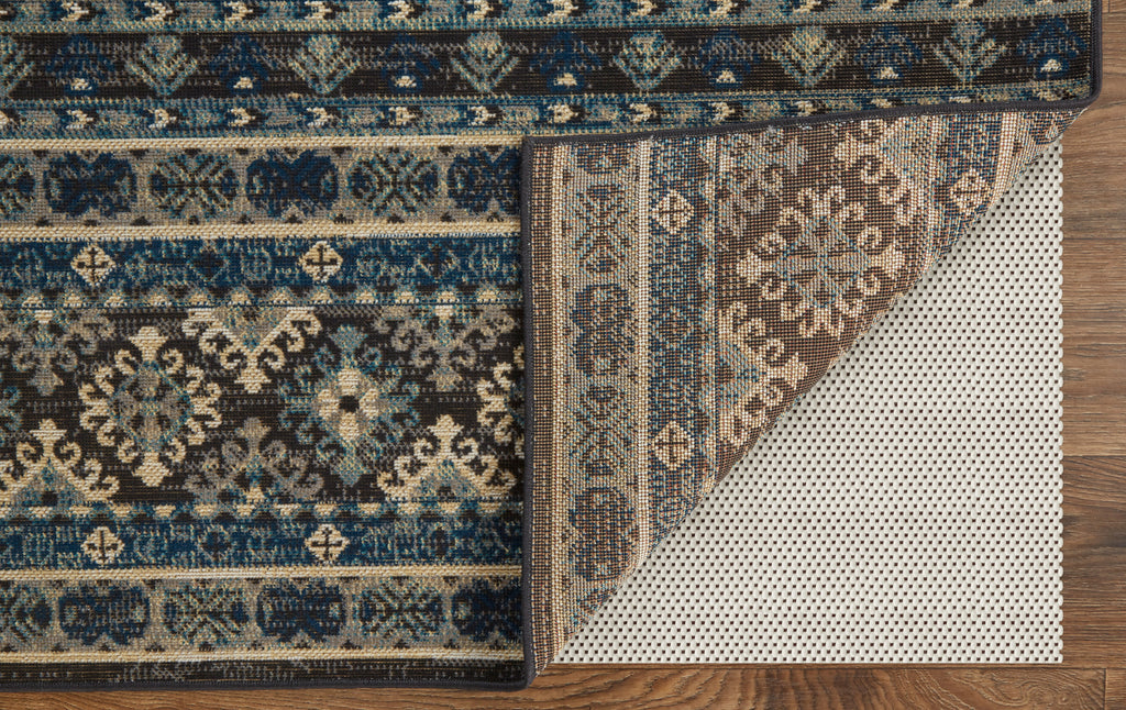 Nolan Transitional Diamond Blue Tan Black Area Rug (12'10" x 15')