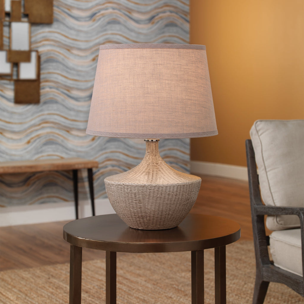 Basketweave Table Lamp-Beige