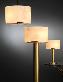 Elancourt Floor Lamp-Antique Brass-White