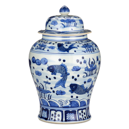 South Sea Blue & White Temple Jar