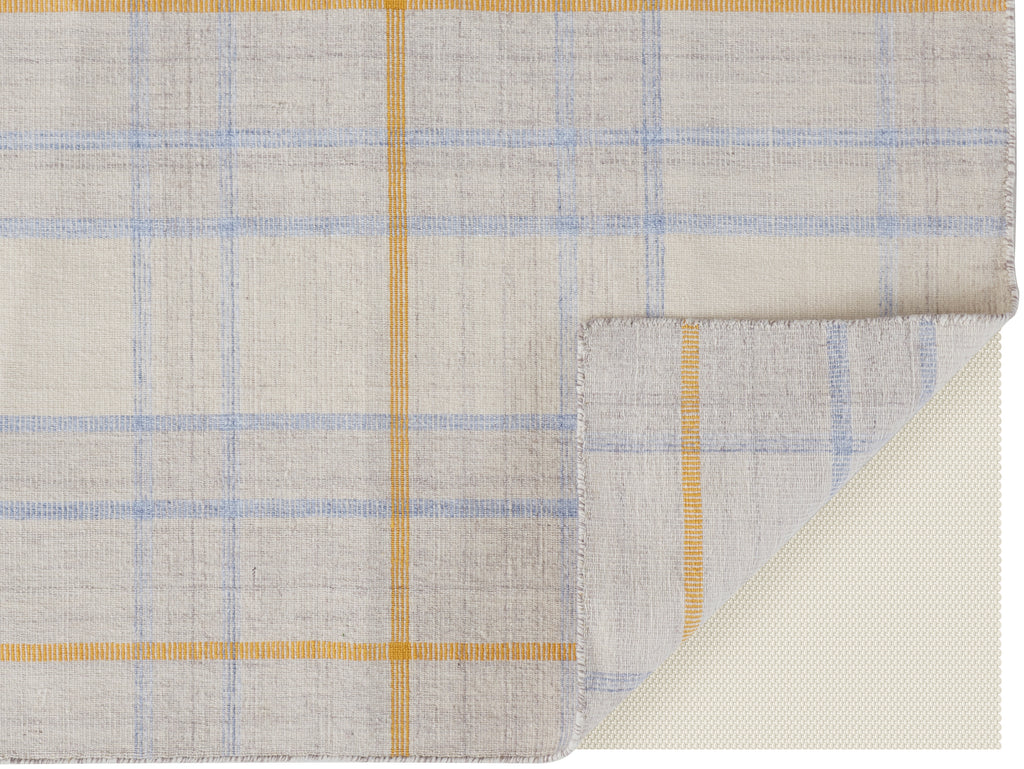 Jemma Transitional Plaid Tan Orange Blue Area Rug (8' x 10')