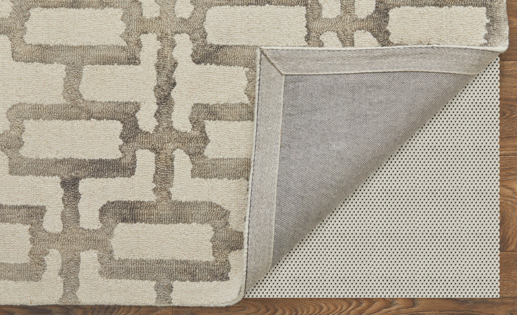 Lorrain Modern Geometric Ivory Taupe Area Rug (3'6" x 5'6")