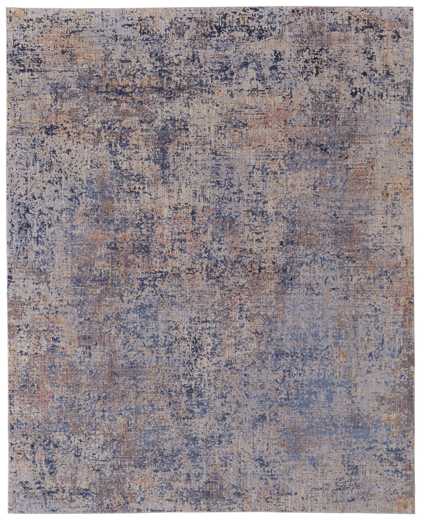 Pryor Modern Watercolor Blue Tan Brown Area Rug (7'10" x 10')