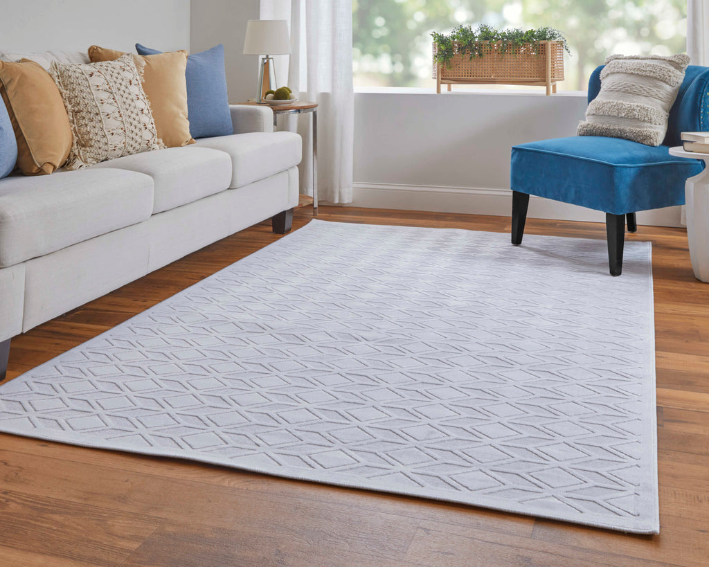 Saphir Mira Modern Geometric White Area Rug (9'8" x 12'7" / Pattern 1)