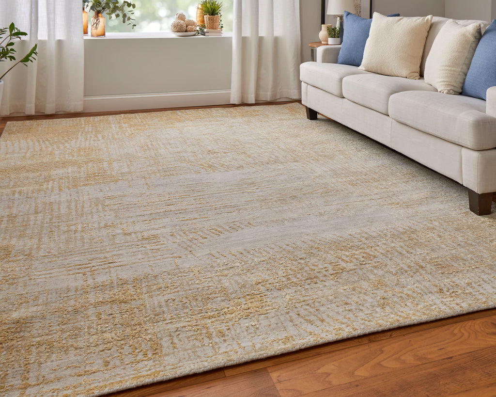 Eastfield Modern Abstract Yellow Ivory Gold Area Rug (4' x 6' / Pattern 2)