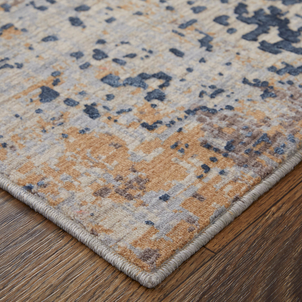 Pryor Modern Watercolor Blue Tan Brown Area Rug (5' x 8')