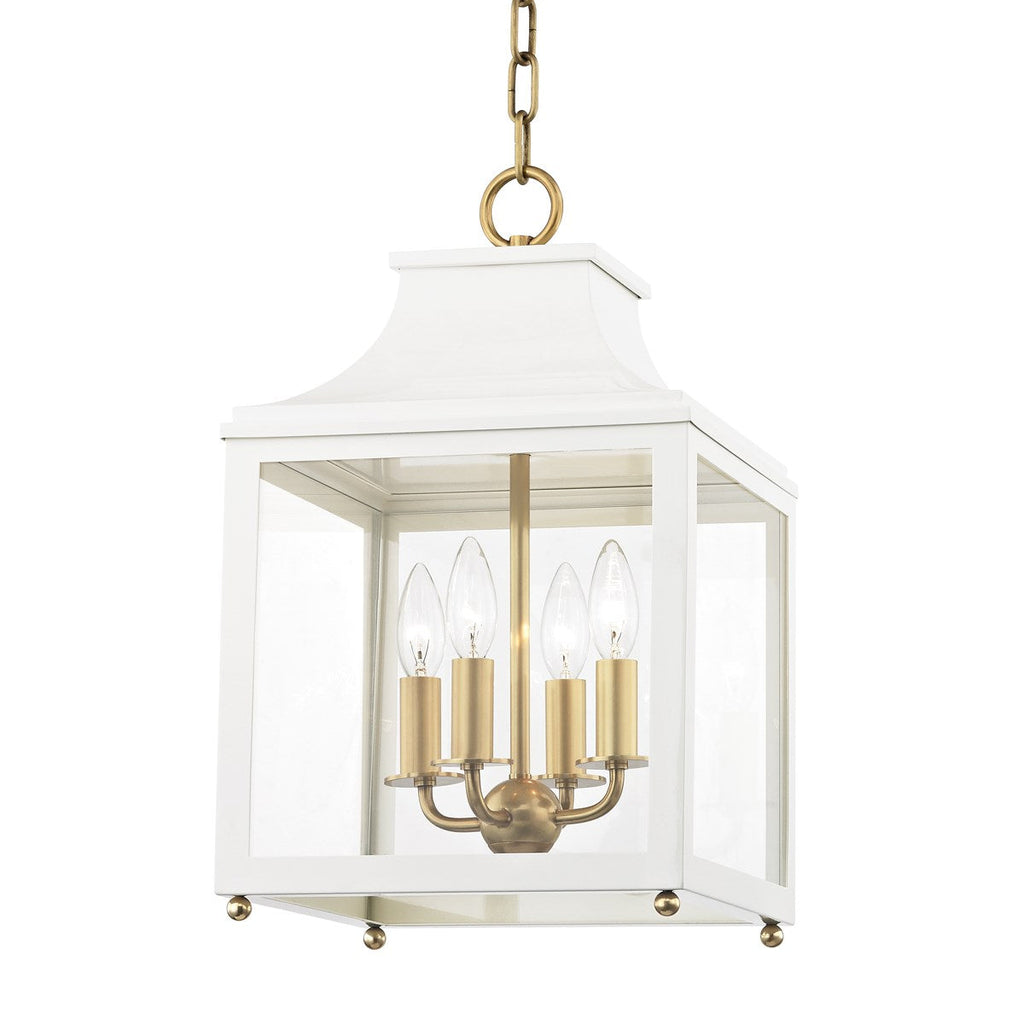 Leigh Pendant 18" - Aged Brass/White