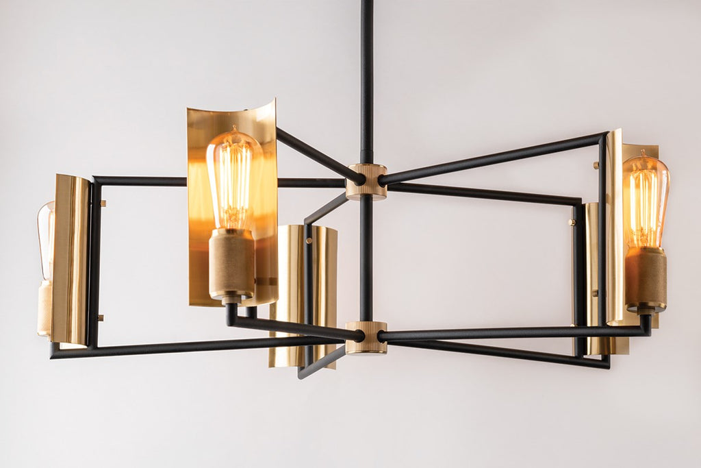 Emerson Chandelier - Carbide Blk & Brushed Brass