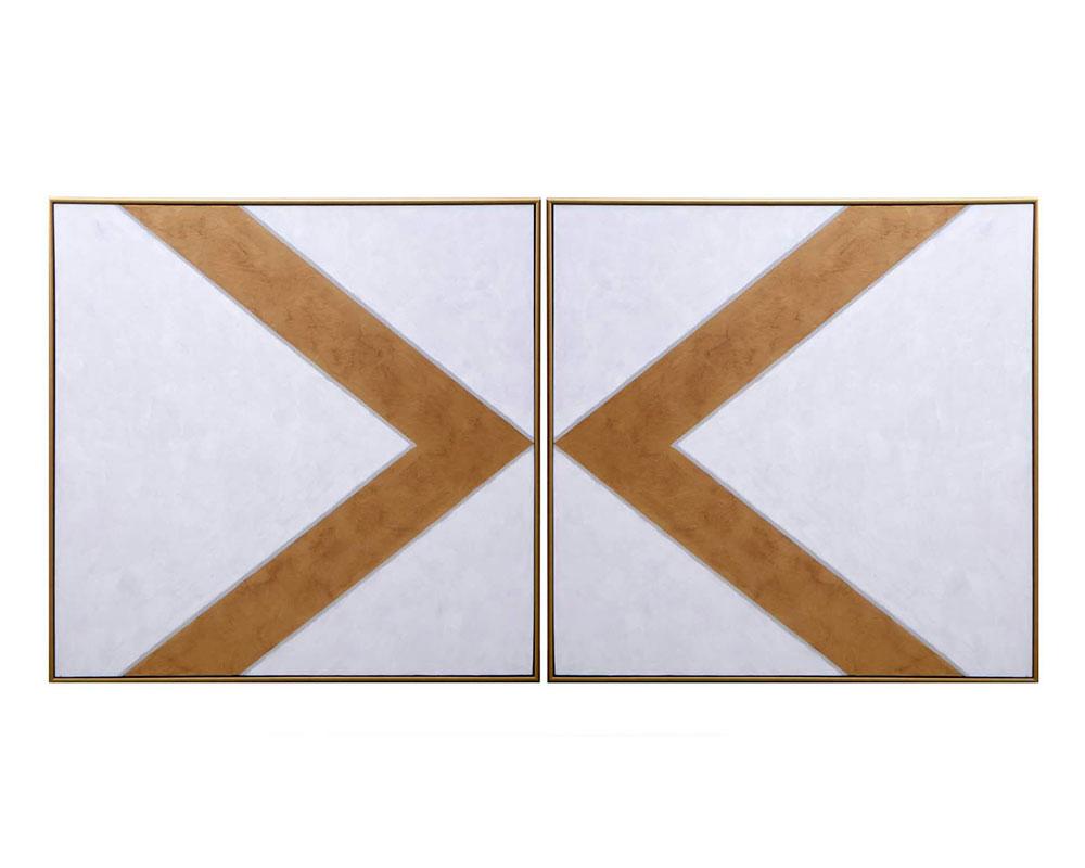 Chevrons (Set Of 2) - 48" X 48" - Gold Floater Frame