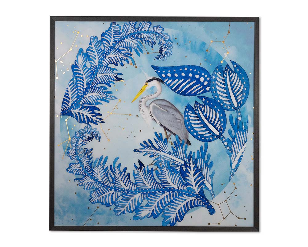 Blue Heron - 48" X 48" - Charcoal Frame