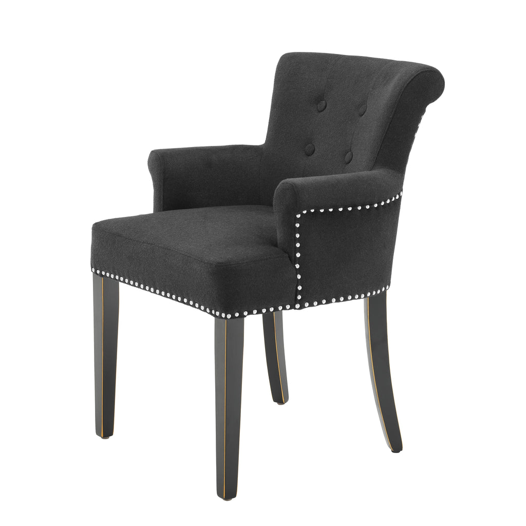 Dining Chair Key Largo with Arm Black Cashmere