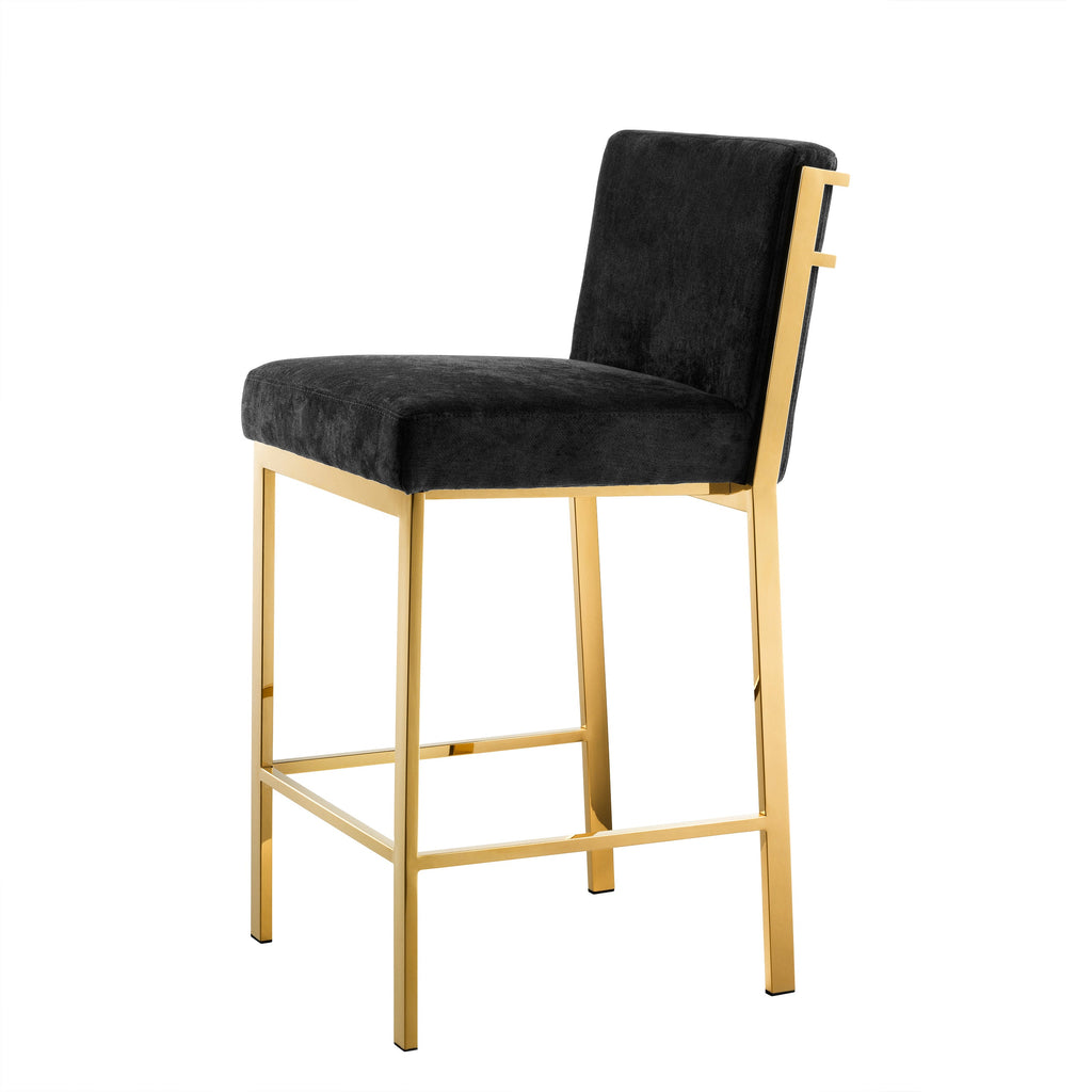 Counter Stool Scott Gold Finish Black Velvet