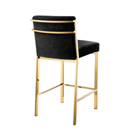 Counter Stool Scott Gold Finish Black Velvet