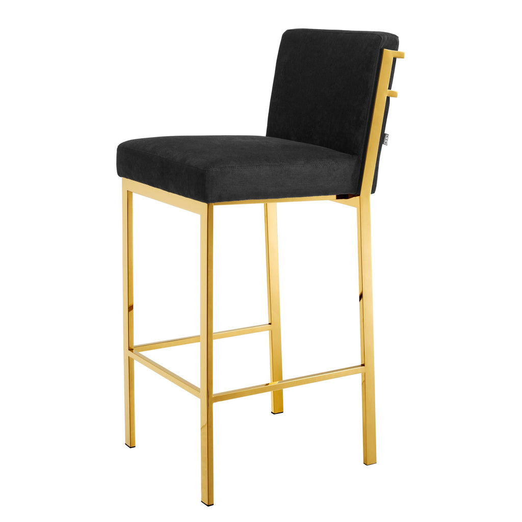 Bar Stool Scott Gold Finish Black Velvet