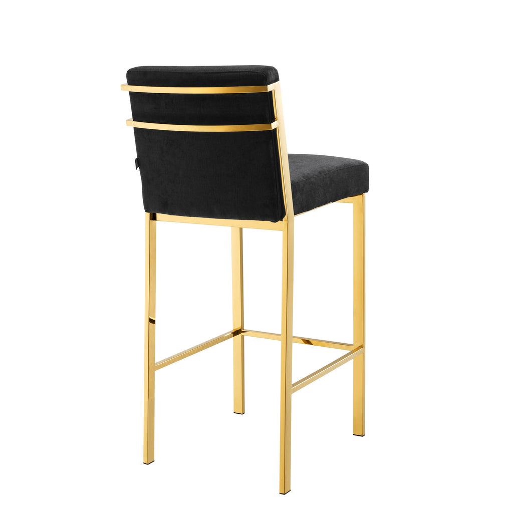 Bar Stool Scott Gold Finish Black Velvet