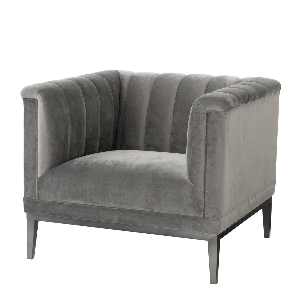 Chair Raffles Roche Porpoise Grey Velvet