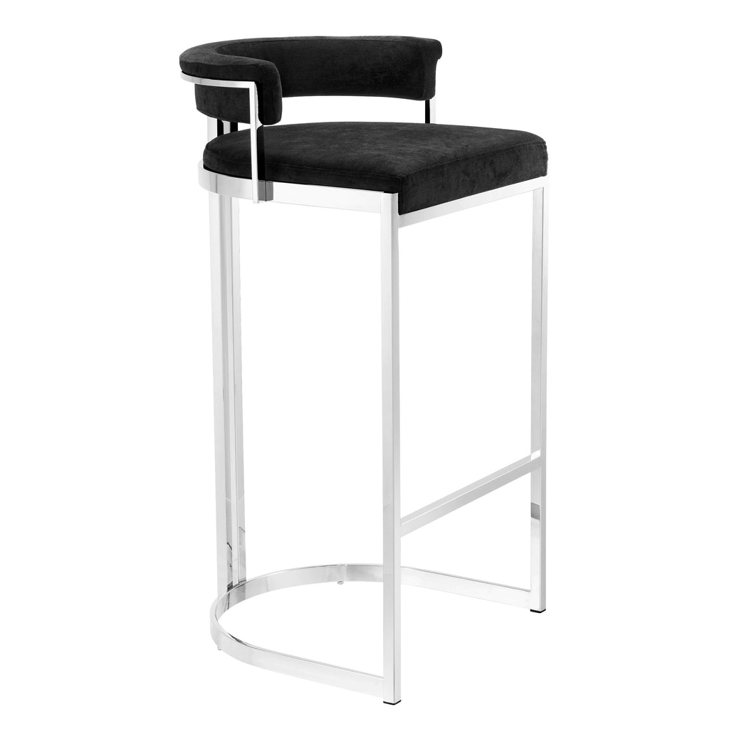 Bar Stool Dante Polished Ss Black Velvet