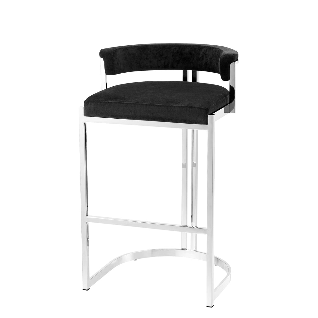 Counter Stool Dante Polished Ss Black Velvet