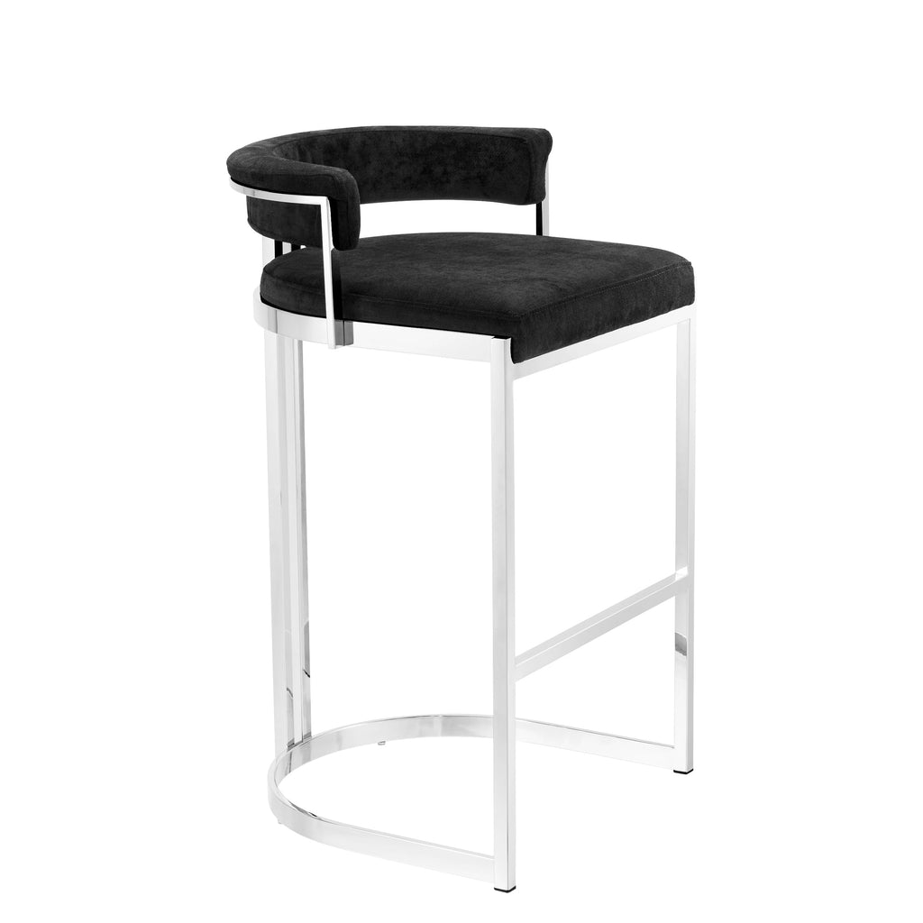 Counter Stool Dante Polished Ss Black Velvet