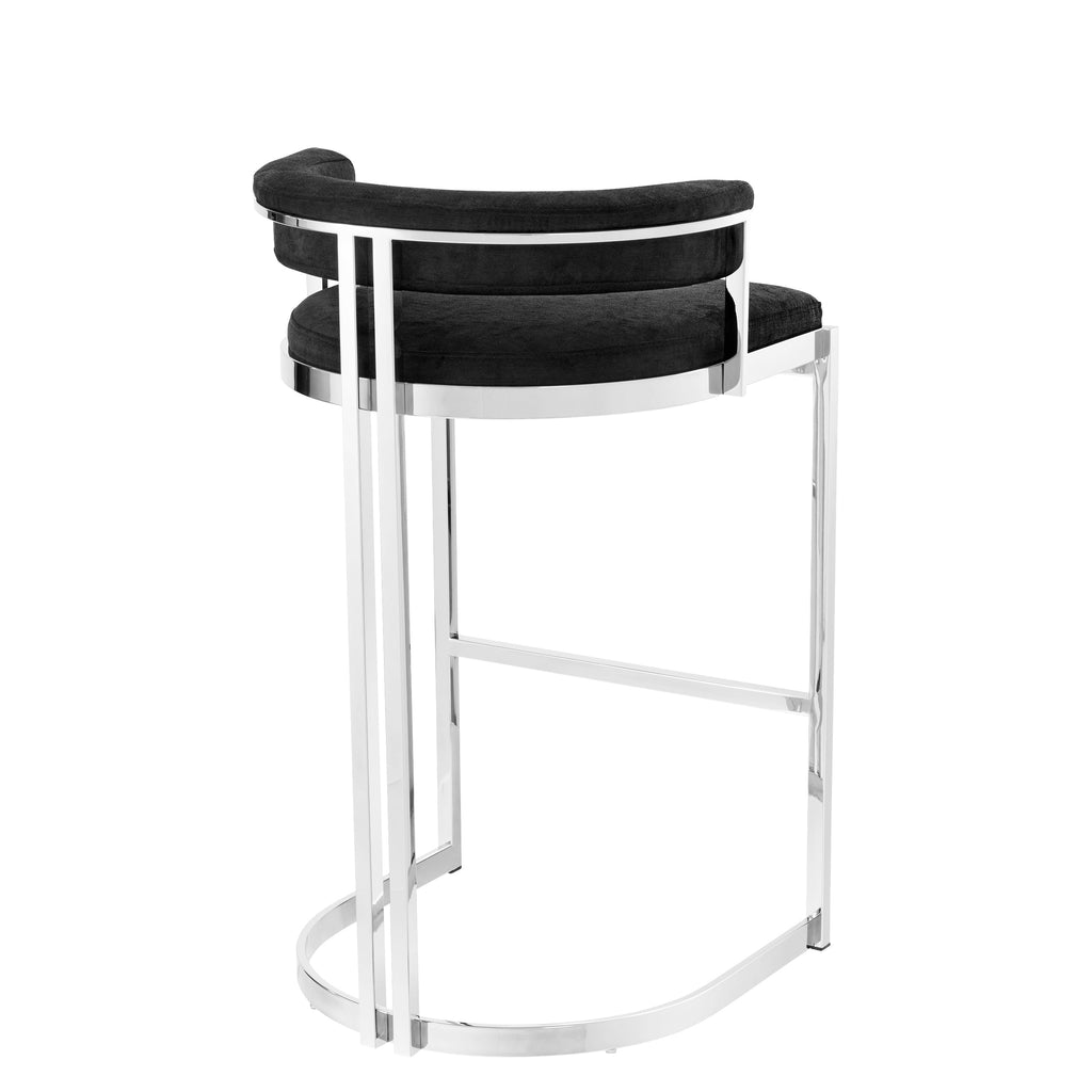 Counter Stool Dante Polished Ss Black Velvet