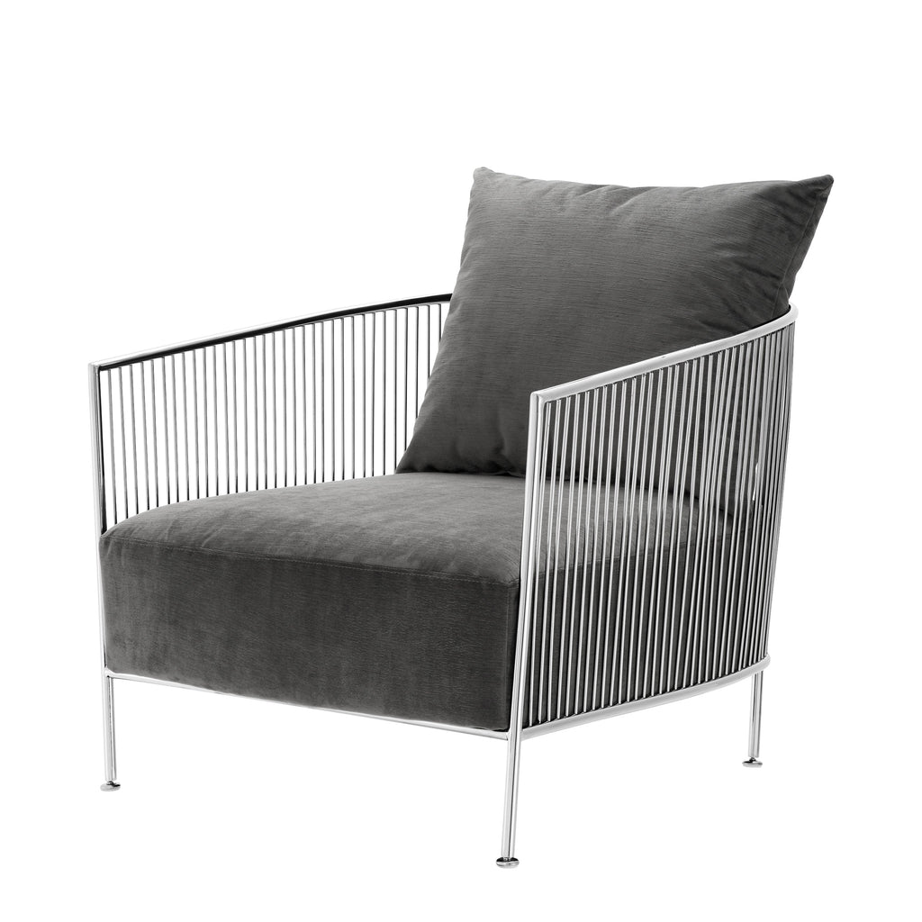 Chair Knox Polished Stainless Steel Granite Grey