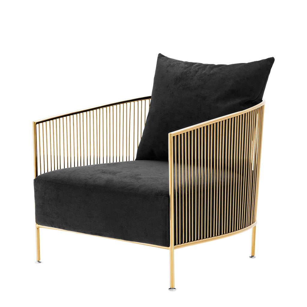 Chair Knox Gold Finish Black Velvet